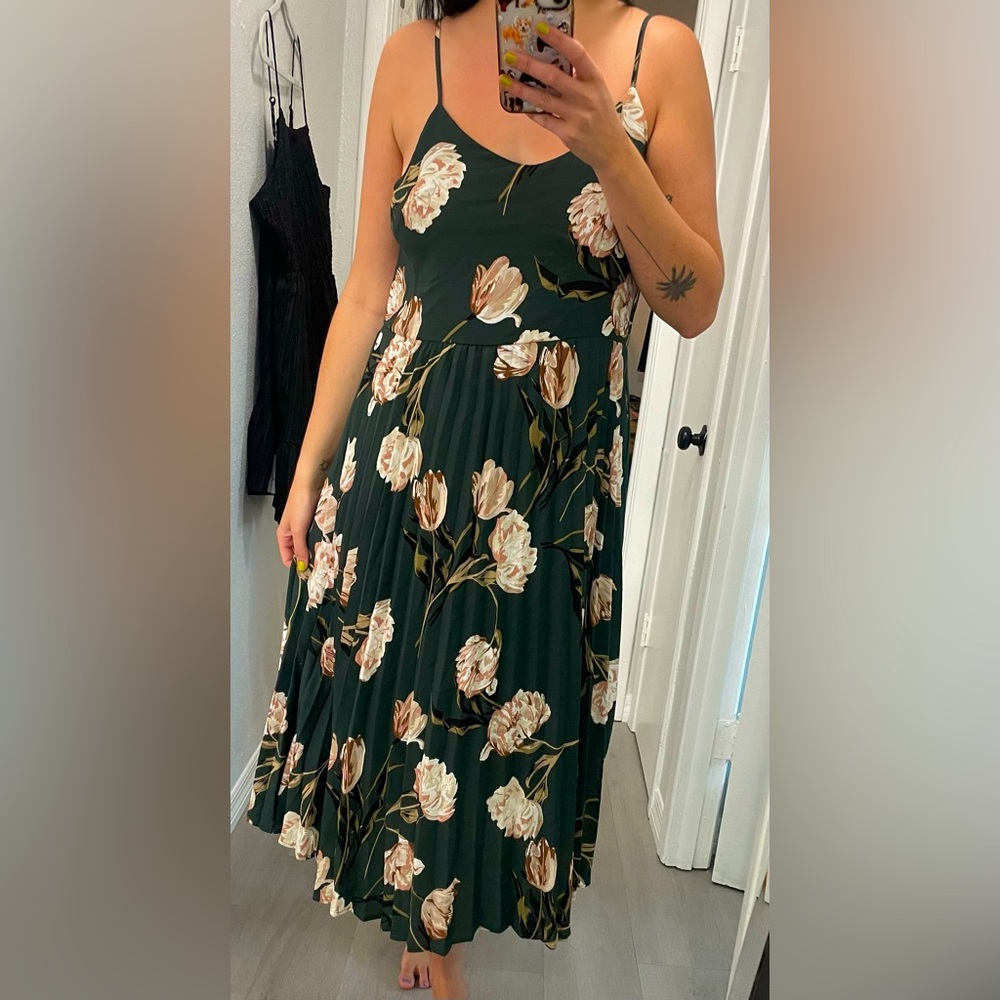 A New Day Floral Pleated Midi Dress